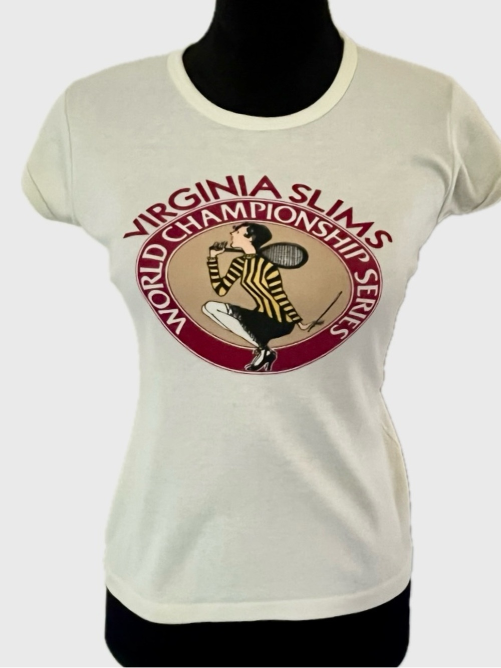 VIRGINIA SLIMS 70’s Vintage Crewneck World Championship Tennis T-shirt Sz XS